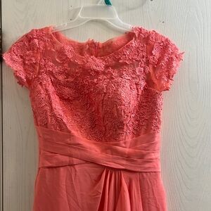 Elegant Coral Lace Dress